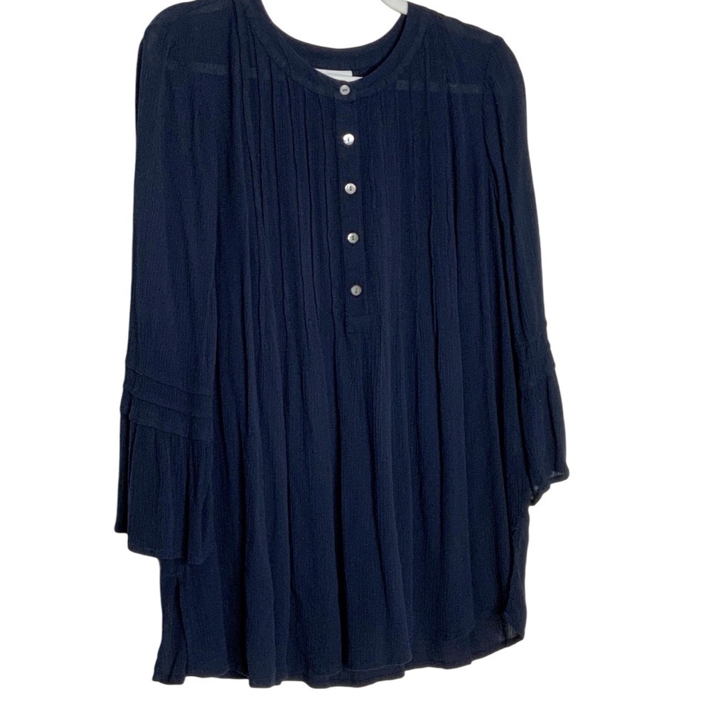 J. Jill navy blue blouse with pleats. Size S
